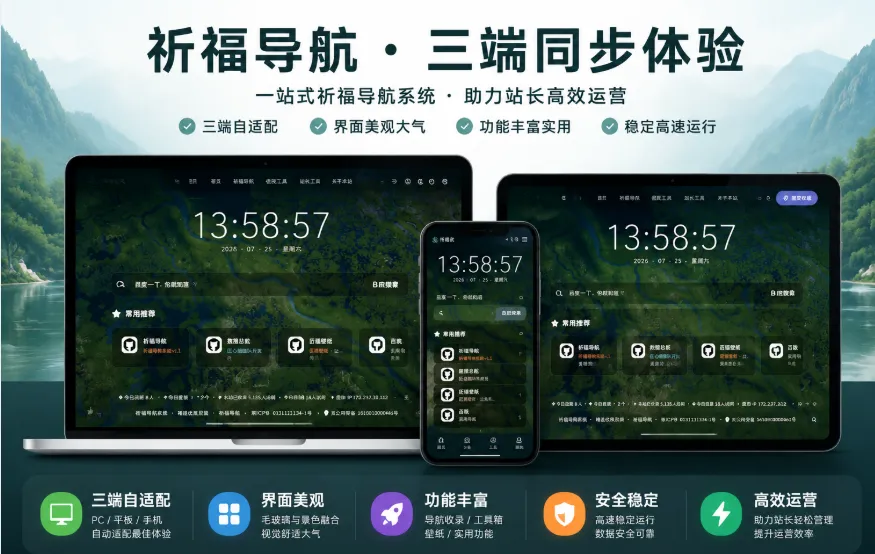图片[1]-YH0230 祈福导航系统V1.7版本 后台重构优化支持前台虚拟在线统计一键获取站点信息和友链信息-云浩资源网